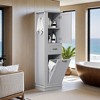 Modern Tall Storage Cabinet – Tilt-Out Compartment, Adjustable Shelves, 80LBS Capacity, Soft-Close Hinges - Leovsnove - 2 of 4