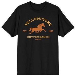 Yellowstone Dutton Ranch Crew Neck Short Sleeve Men's Black T-shirt - 1 of 3