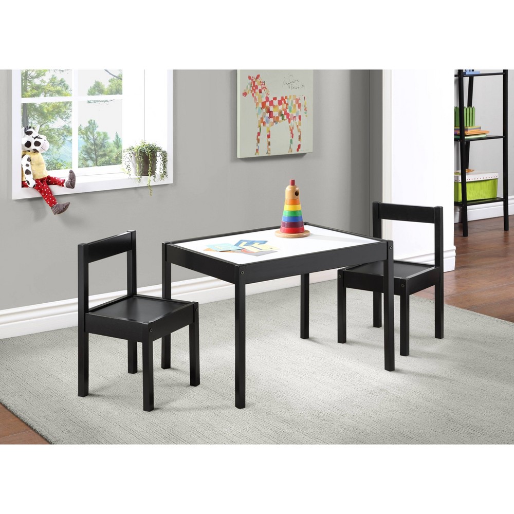 Photos - Other Furniture Olive & Opie Gibson Dry Erase Kids' Table and Chair Set - Black - 3pc