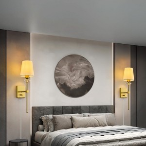 POWLIG 5.9 Inch Golden Plug-in Wall Sconce with Glass Shade ¨C Modern & Luxurious Single Light Fixture - 1 of 3