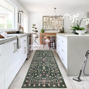 Retro Mottled Flowers Area Rug Boho Design Non-Shedding Easy Care Ideal for High Traffic Areas In Living Room Bedroom Office Kitchen - 1 of 4