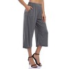Women's Elastic Waist Solid Pocket Casual Knitted Wide Leg Pants - 2 of 4