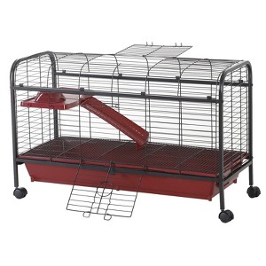 Skyzone 47" Small Animal Habitat for Rabbit/Guinea Pig/Chinchilla with Wheels, Ramp, Platform, - 1 of 4