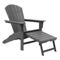 Outdoor Adirondack Chair with Footrest - Gray - BANSA ROSE