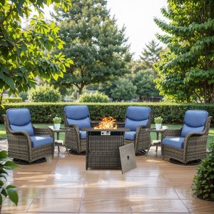 Gymojoy  Outdoor 5 Inch Gliders Chairs with Fire Pit Table Patio Funiture - 1 of 4
