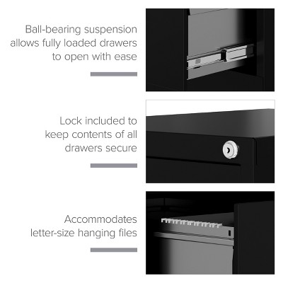 Black 52" 4-Drawer Lockable Vertical File Cabinet