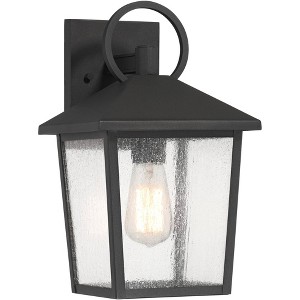 John Timberland Westmont 13 3/4" High Modern Outdoor Wall Light Fixture Mount Porch House Exterior Weatherproof Sand Black Aluminum Seeded Glass Shade - 1 of 4