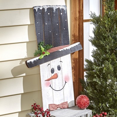 Lakeside Reversible Snowman and Scarecrow Greeter - Seasonal Welcome Porch Sign