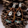 Boho Earrings for Women,Handmade Vintage Dangle Drop Earring,Western Country with Nature Stone and Flower - 4 of 4