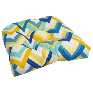 Blazing Needles, 19-inch U-Shaped Spun Polyester Outdoor Tufted Dining Chair Cushion - 1 of 2