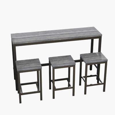 Anybear Modern Design Kitchen Dining Sets, Long Dining Table with 3 Stools, Easy Assembly