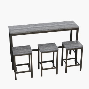 Anybear Modern Design Kitchen Dining Sets, Long Dining Table with 3 Stools, Easy Assembly - 1 of 4