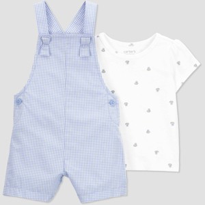 Carter's Just One You® Baby Girls' Gingham Overalls - Blue - 1 of 4
