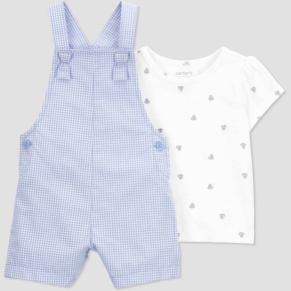 Carter's Just One You® Baby Girls' Gingham Overalls - Blue 9M (pack of 3) 
