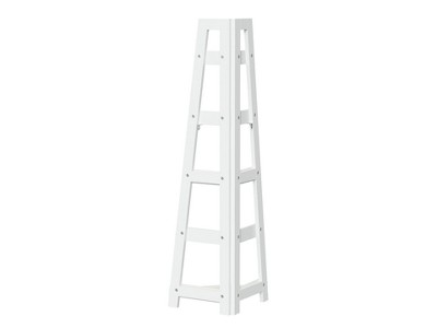 White Wood Kids Corner Ladder Shelf with Adjustable Tiers
