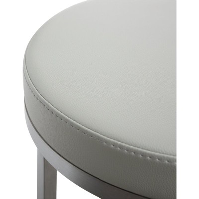 Gray Vegan Leather Swivel Counter Stools with Stainless Steel Legs - Set of 2