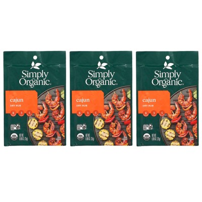 Simply Organic Cajun Dry Rub, 3 Packets, 0.88 oz (25 g) Each