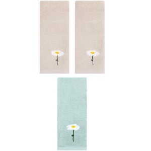 REGALWOVEN 3 Pack Floral Pattern Cotton Soft Absorbent Decorative Hand Towels 13" x 30" - 1 of 4