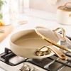 Bloomhouse 8 Piece Pots and Pans Heavy Duty Aluminum Premium PFA Free Ceramic Nonstick Dutch Oven Pot with Lid - Linen White with Gold Handle - 3 of 4