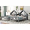 Double Twin Bed, House Headboard, Nightstand - Grey - 3 of 3