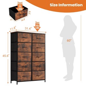 Gulches Modern Tall Fabric Storage Dresser, Brown, Wooden Top, 10 Drawers, Steel Frame, Anti-Tipping - 1 of 4