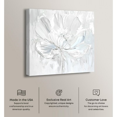 Off-White Magnolia Floral Canvas Wall Art, 16" x 16"