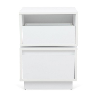NicBex Modern Rotatable Nightstand Bedside Table with 2 Drawers for Bedroom and Living Room