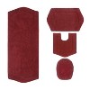 Waterford Collection Tufted Bath Rug, Extra Soft and Absorbent, Non-Slip Bath Mats, Machine Washable bath rugs for Bathroom, 4 Piece Set, Red - 2 of 4