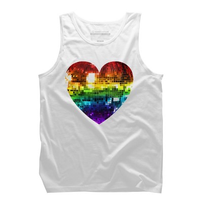 Adult Design By Humans Rainbow Disco Ball Heart By melvillesTank Top
