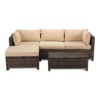 Chic Crate - Parkhurst 3-Person All-Weather Rattan Outdoor Sectional Set with Beige Cushions - 4 of 4