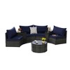 7-Piece Outdoor Patio Half-Moon Sectional Sofa Set with Tempered Glass Coffee Table - 3 of 4