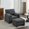 HYLEORY Chenille 36.41'' Accent Chair with Ottoman,Comfy Oversized Seat Lounge Chair Upholstered Armchair for Living Room Bedroom Office Apartment - 2 of 4