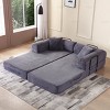 Convertible Sofa Couch with Cylindrical Pillows, Corduroy Folding Floor Sofa with Fixed-Shape Frame for Living Room-Maison Boucle - 2 of 4