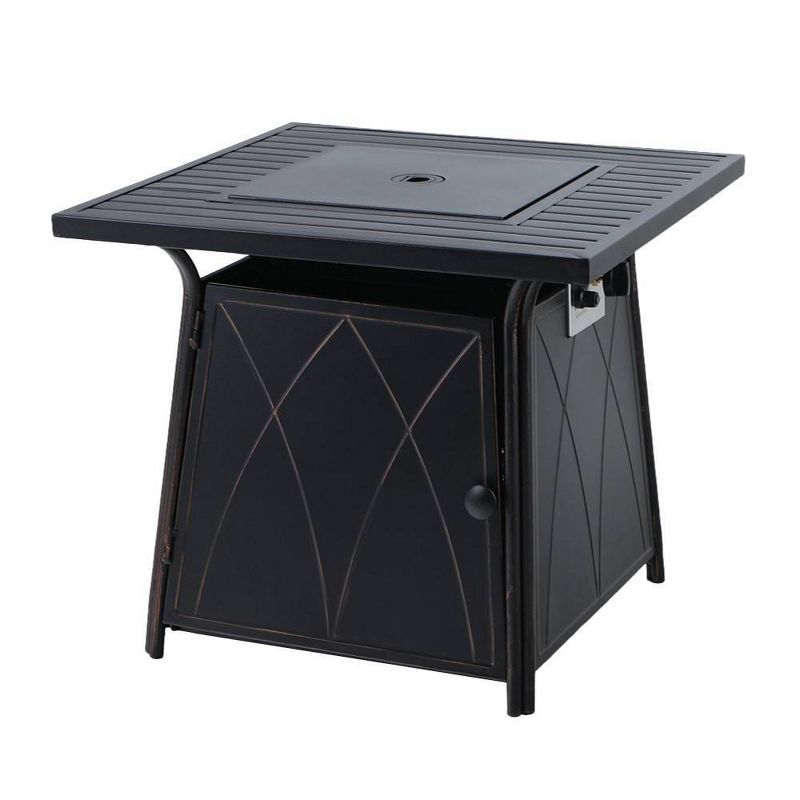 Captiva Designs Metal Gas Square Outdoor Fire Pit Table With Lid Black, 2 of 8