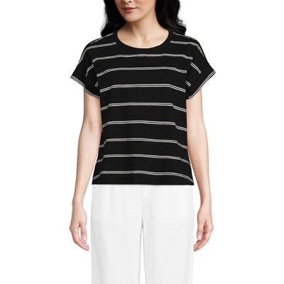 Lands' End Women's Short Sleeve Slub Boxy Crew T-Shirt