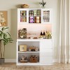 Homhougo 71" Tall Kitchen Cabinet with Adjustable Shelves, Microwave Stand & Storage Hutch, Corner Pantry Cabinet, Grey - 4 of 4