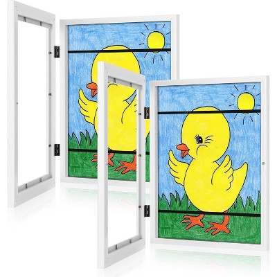 Attop 2-Pack Kids Art Frames, 8.5x11 Front Opening Kids Artwork Frames Changeable, White Artwork Display Storage Frame