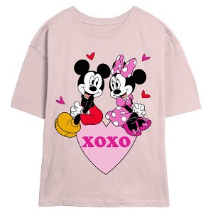 Junior's Mickey & Friends XOXO Couple in Love T-Shirt - 1 of 3