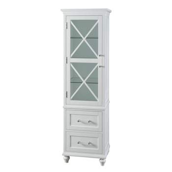 Ridge Wooden Linen Tower Cabinet with Adjustable Shelves White - Teamson Home