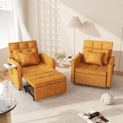 3-in-1 Sofa Bed with Wing Table, USB Ports, and Adjustable Backrest