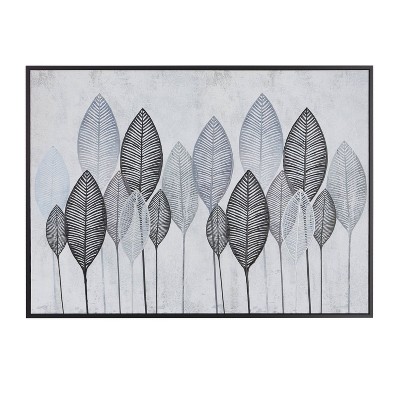 Wood Leaf Framed Wall Art With White Frame Set Of 4 Dark Green - Olivia &  May : Target