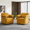 360-Degree Swivel Square Accent Sofa Chair, Plush Fabric Lounge Chair with Gold Metal Legs, Comfortable Armchair for Living Room - 2 of 4