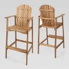 Malibu 2pk Acacia Wood Adirondack Barstools: Weather-Resistant, High Back - Christopher Knight Home - 2 of 4