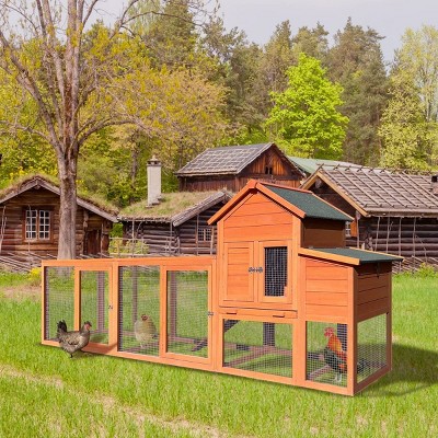 122" Large Wooden Chicken Coop with Nesting Box and Enclosed Yard, Outdoor Poultry Cage, Pet Houses and Crates for Backyard Chickens-Maison Boucle