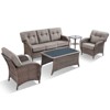 Belord 5 Piece Patio Furniture Set, All Weather Brown Wicker Outdoor Patio Furniture Set Patio Sofa Set with Club Lounge Chair and Coffee Table - 4 of 4