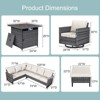 Buenhomino 8 Pieces Outdoor Patio Furniture Set with Fire Pit,L-Shaped Modular Sectional Couches with Swivel Patio Chairs,Wicker Conversation Set - 3 of 4