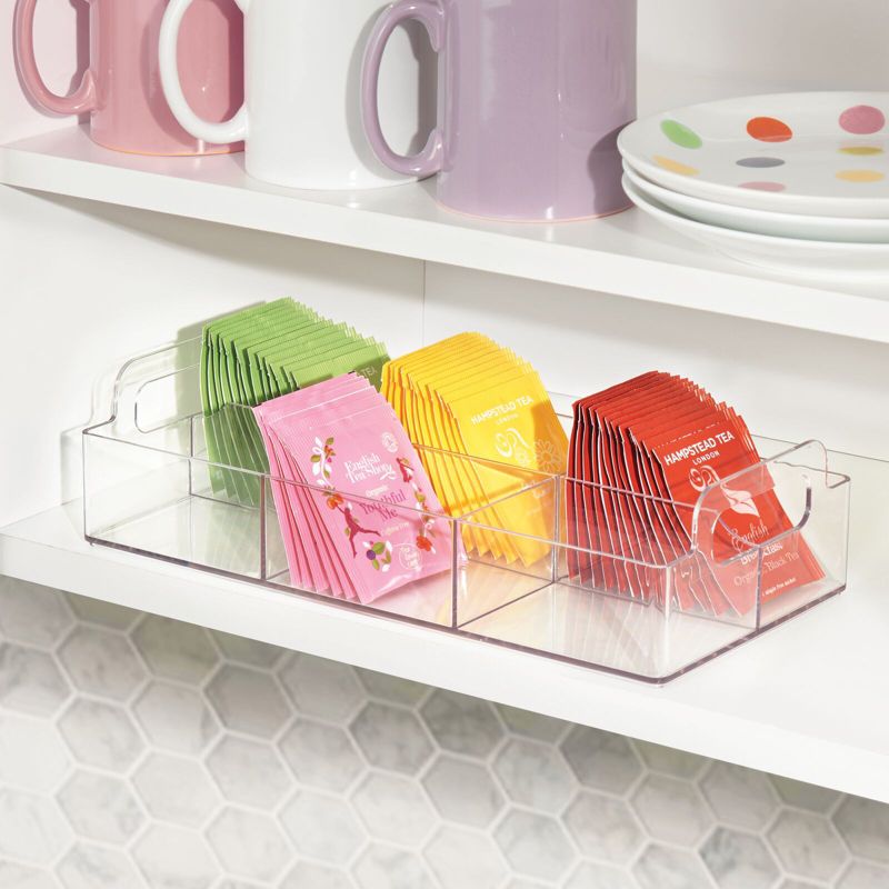 mDesign Compact Plastic Tea Storage Organizer Caddy Tote - 6 Sections - Clear, 2 of 9
