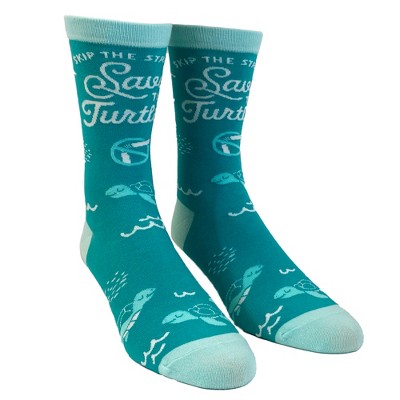 Crazy Dog T-Shirts Women's Skip The Straw Save The Turtles Socks Environmental Awareness Footwear