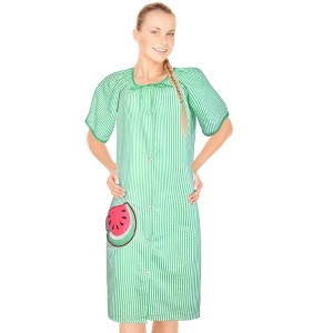 JEFFRICO House Dresses for Women with Pockets - Lightweight Breathable Short Sleeve Muumuu & Nightgowns - Snap Front Housecoat Dusters - 1 of 4