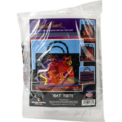 Design Works Plastic Canvas Tote Bag Kit 13"X10"X3"-Cat